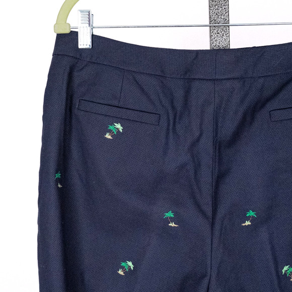 Brooks Brothers Women's Crop Cotton Dress Pants SZ 14 Embroidered Tropical Beach - Picture 5 of 6